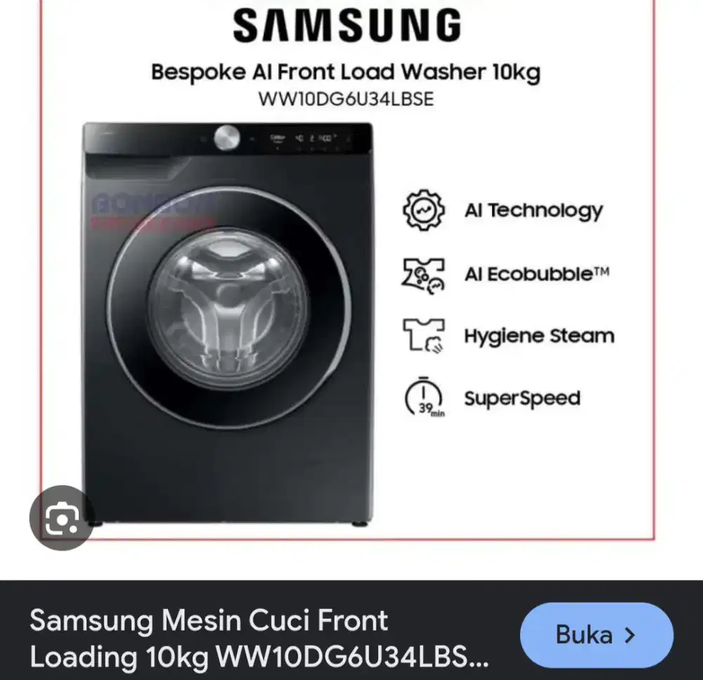 Mesin cuci samsung 10KG black