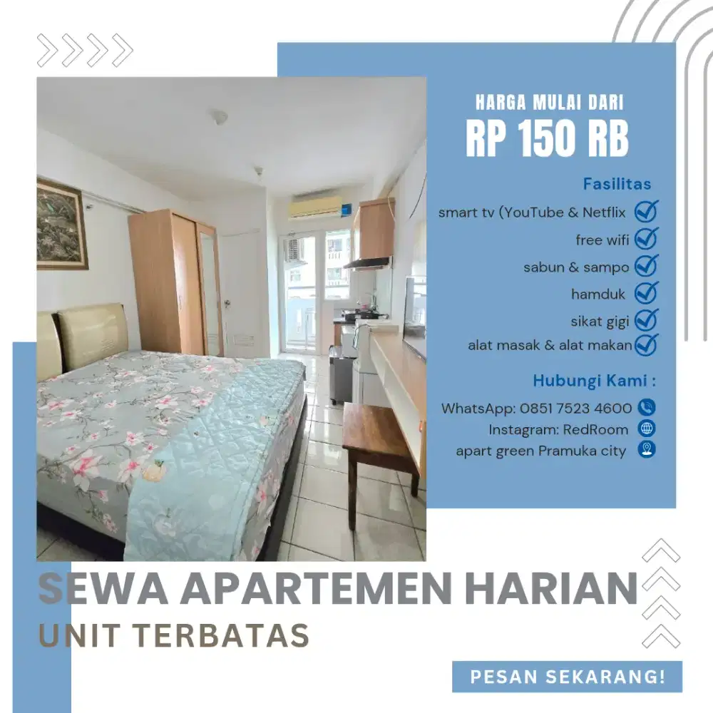 sewa apartemen harian green Pramuka city Jakarta pusat