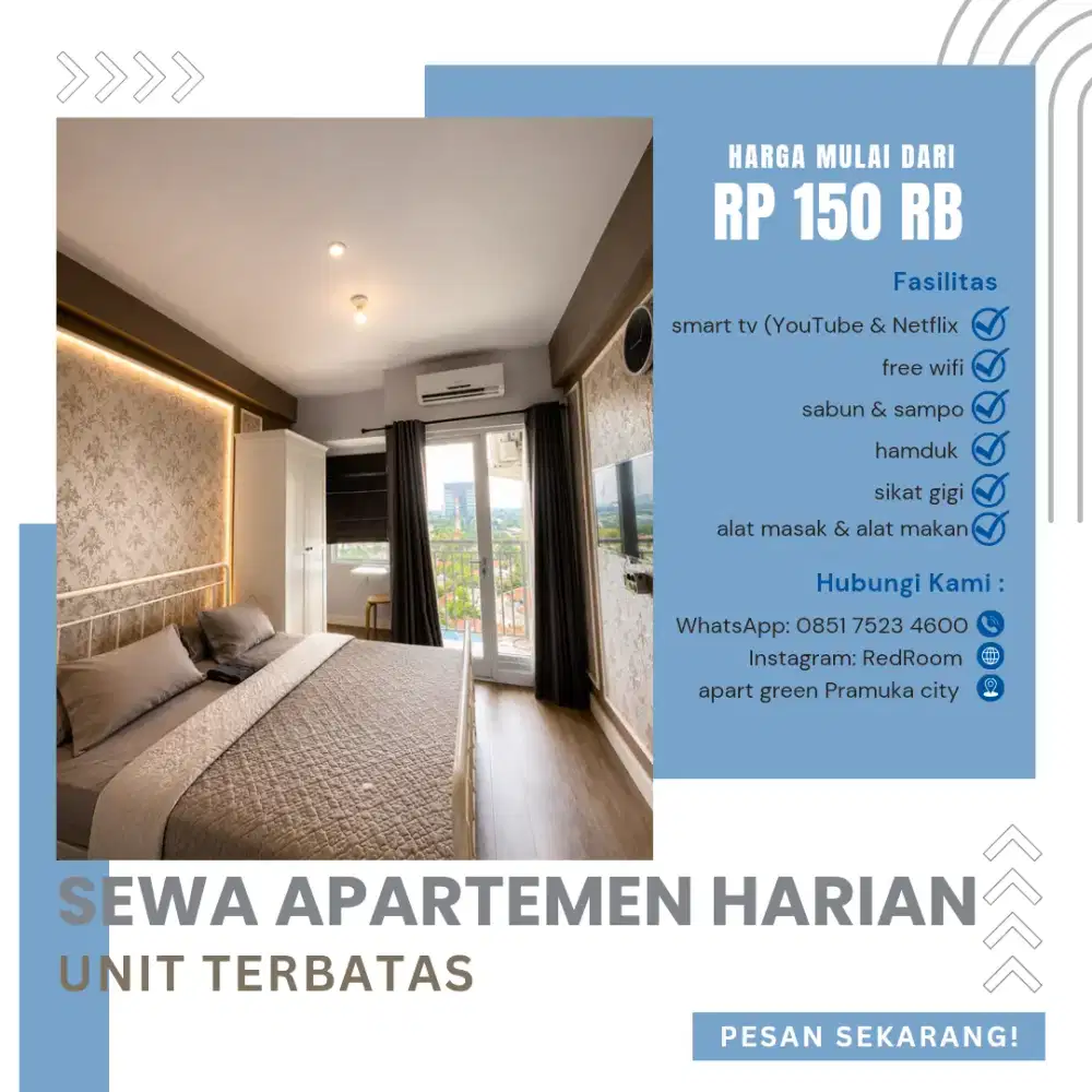 SEWA APARTEMEN HARIAN GREEN PRAMUKA CITY JAKARTA PUSAT