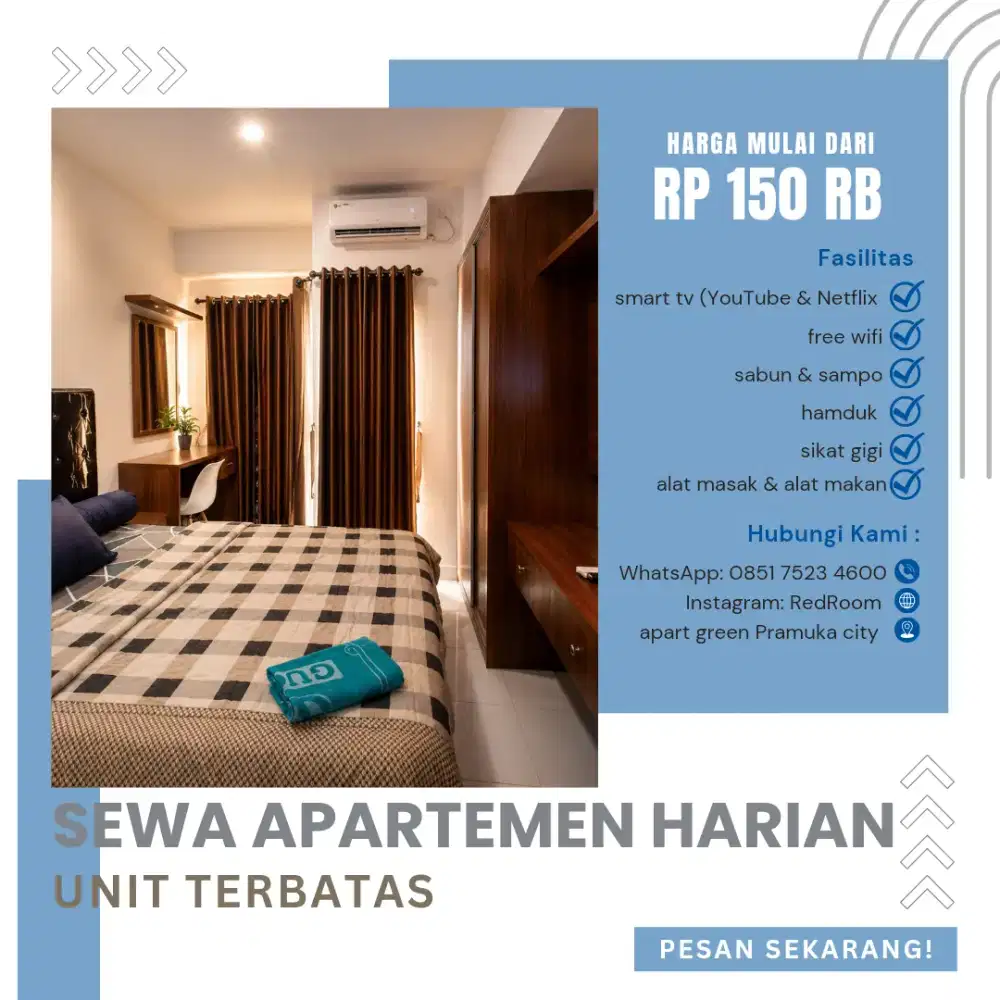 SEWA APARTEMEN HARIAN TRANSIT GREEN PRAMUKA CITY JAKARTA PUSAT