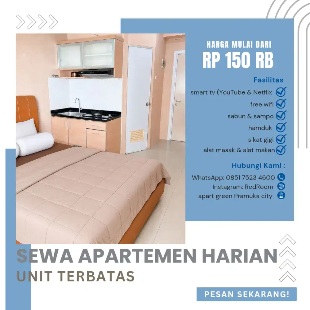 sewa apartemen harian green Pramuka city Jakarta pusat