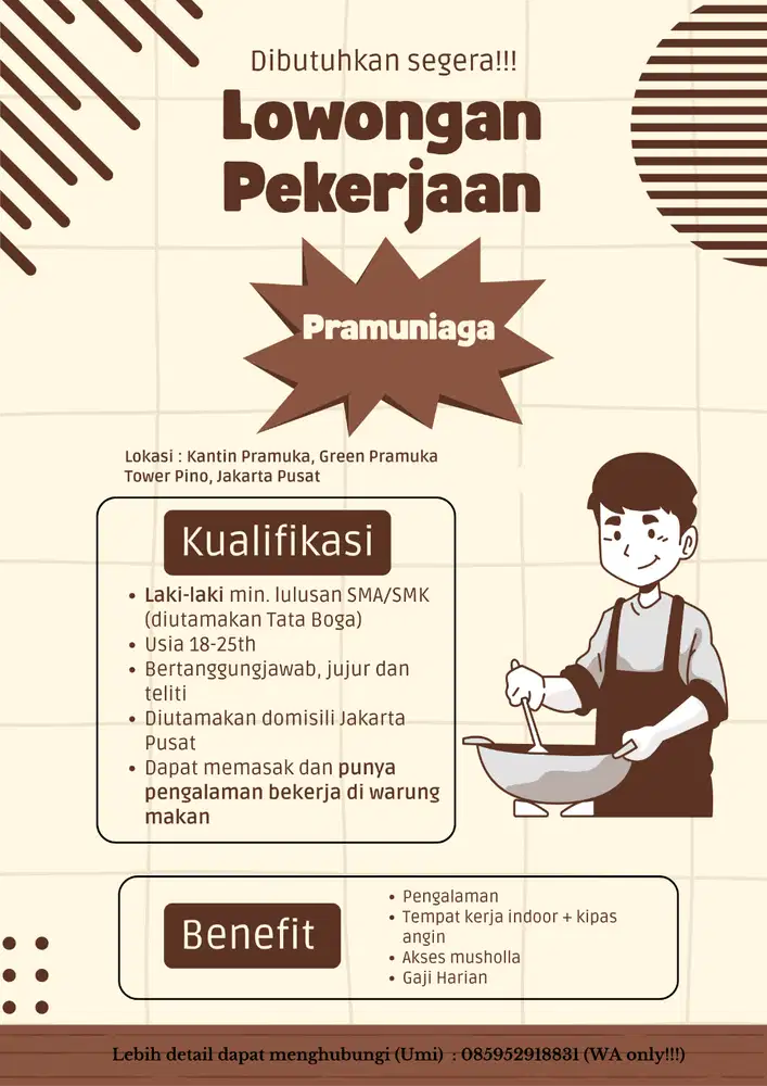 *LOKER DITUTUP SEMENTARA* LOKER PRAMUNIAGA (khusus laki-laki