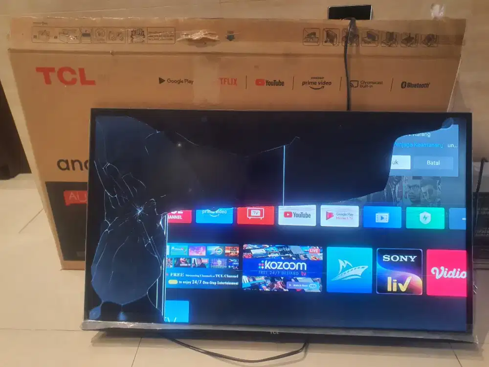 TV ANDROID TCL 32 INCH MINUS LAYAR PECAH