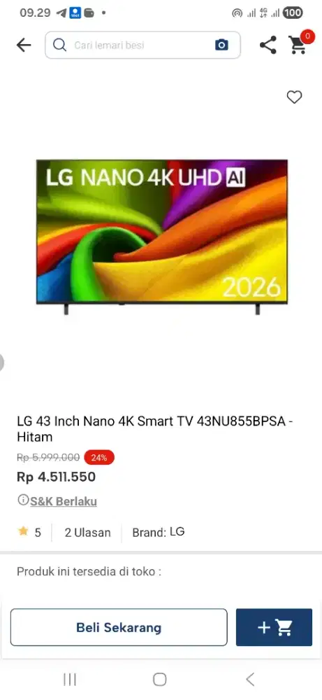 LG nano 43 inch 4k smart tv 43nu855b