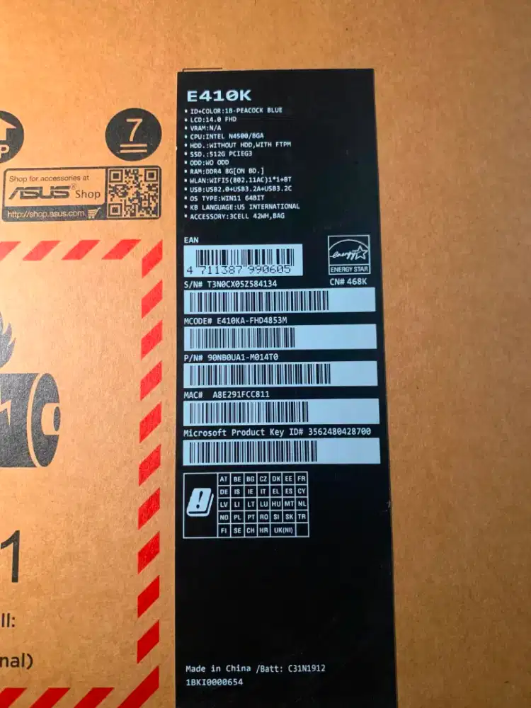 Jual laptop Asus Vivobook Go 14 (e410k) Ram8 penyimpanan 512gb