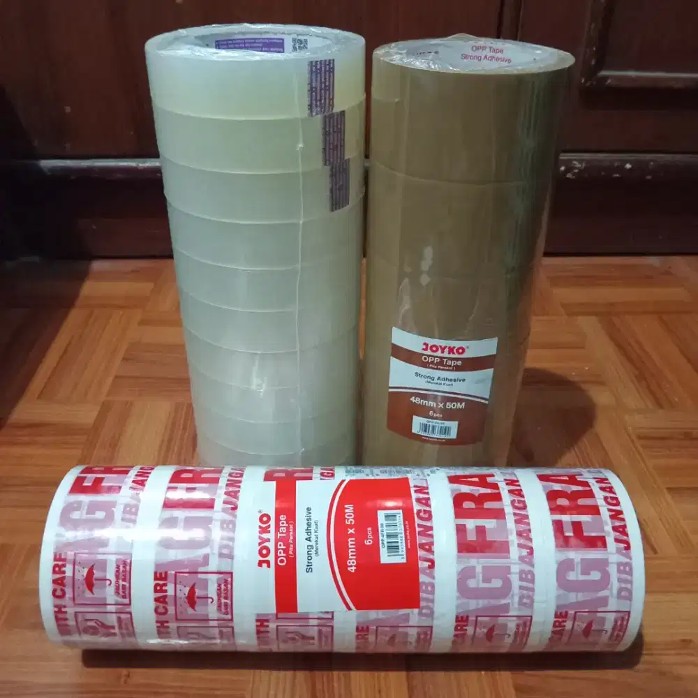 Lakban bening, coklat, fragile