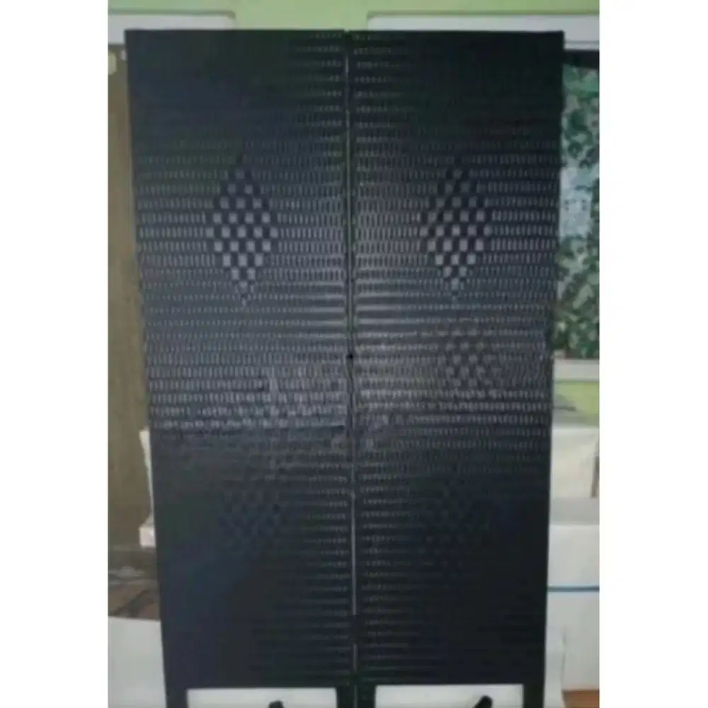 Partisi / Sekat Ruangan Rotan Sintetis Hitam 200 cm