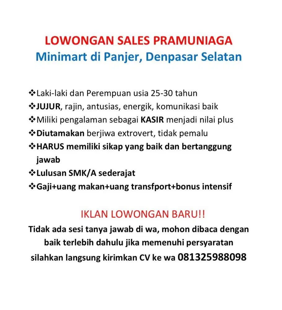 Staff Kasir Minimart