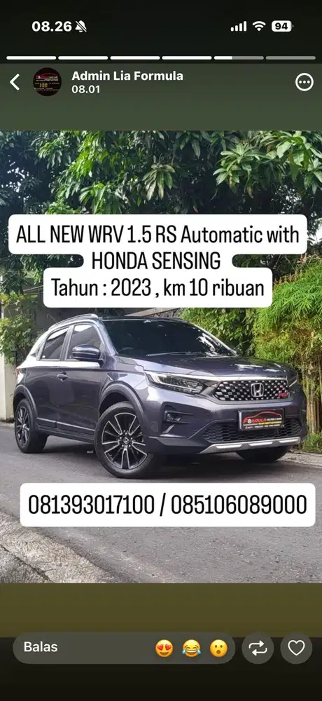 ALL NEW WRV 1.5  RS SENSING , plat AD, Th 2023 ,km 10 rb an