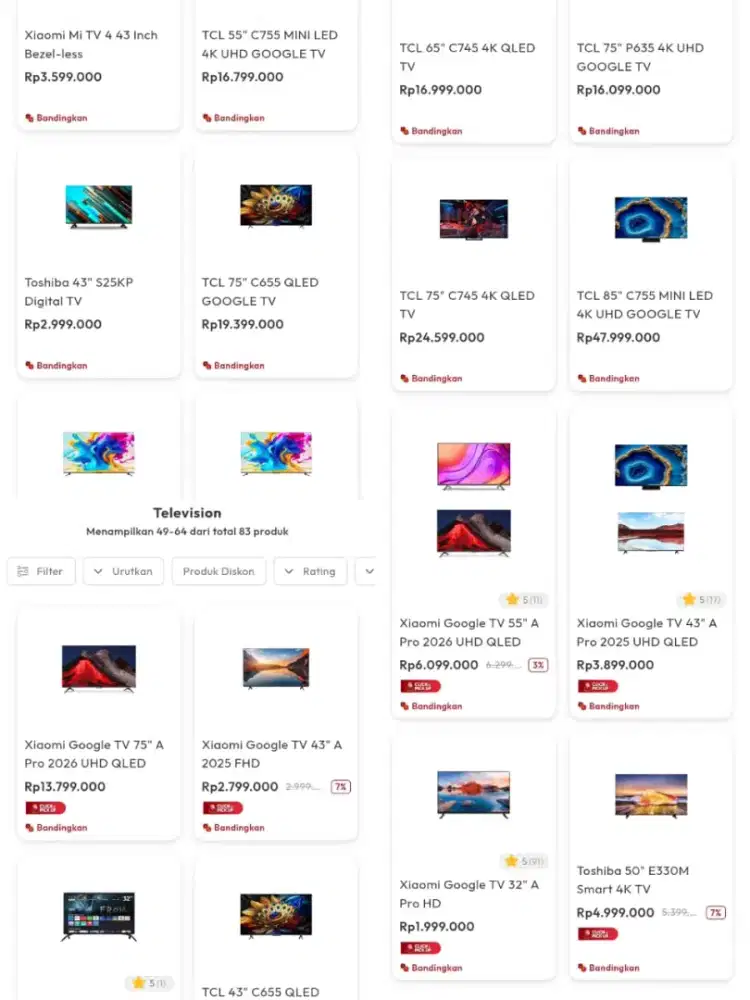 Ready Android TV kredit bisa 0DP dan bunga rendah