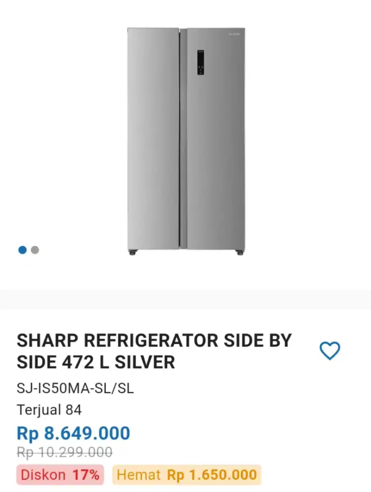 kulkas sharp side by side sharp 472 lt inverter promo spesial