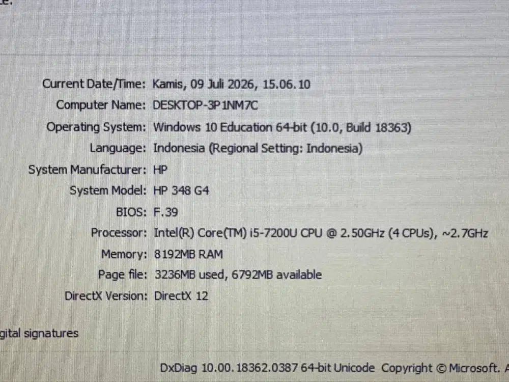 HP 348 Core i5 GEN7 SSD 256 ANTI LEMOT MANTAP