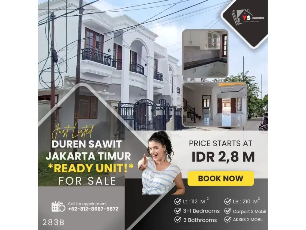 DUREN SAWIT JAKARTA TIMUR RUMAH MEWAH HOEK DALAM KOMPLEK ELIT 283B