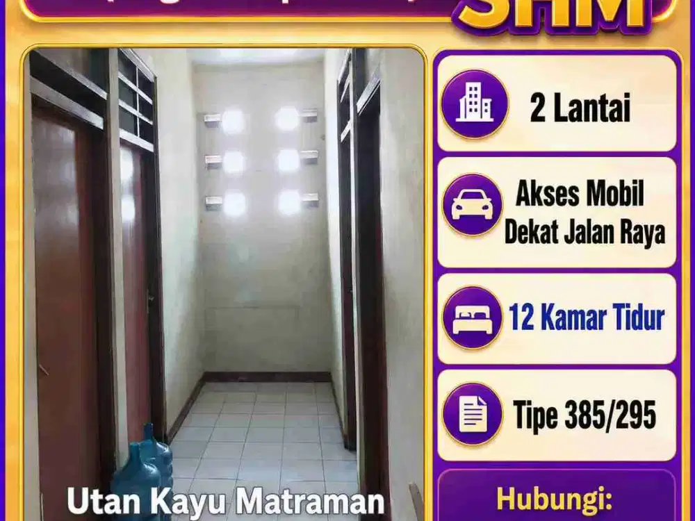 Jual Kosan dekat Rawamangun, Utan Kayu Jakarta Timur, di Bawah NJOP, Dekat banyak fasilitas umum dan sosial, 295 m², Nego
