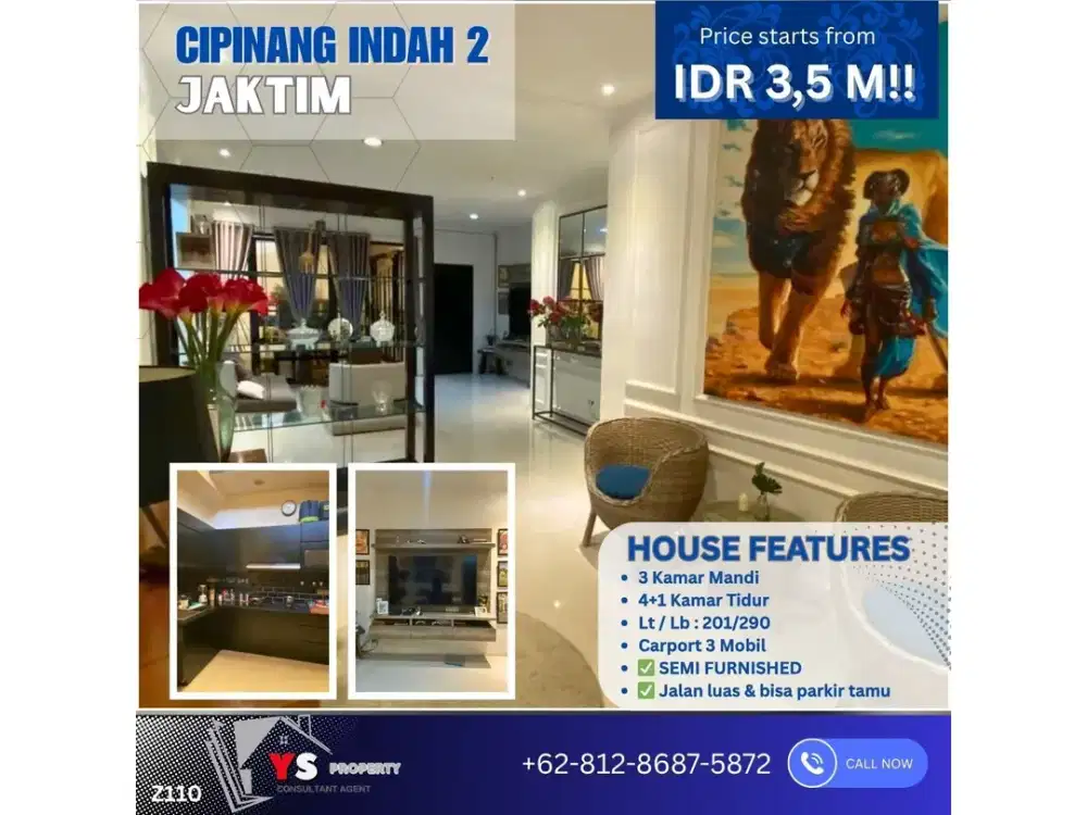 Exclusive! Rumah Besar 290 m² di Cipinang Indah II – Lokasi Super Strategis Z110