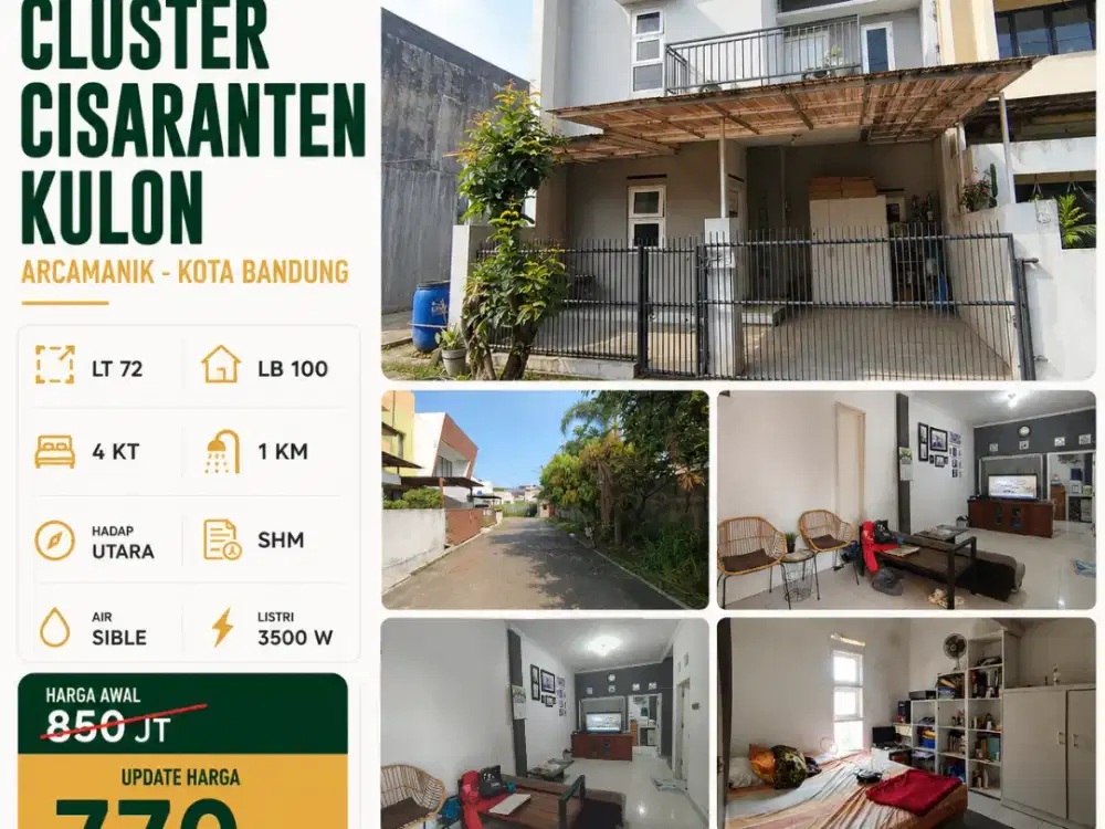 Rumah 2 lantai 700 Jutaan di Cisaranten Kulon, Arcamanik, Bandung