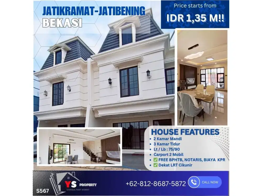 Rumah Modern Klasik 1,3 M di Jatibening? Sisa 4 Unit! S567