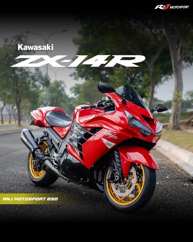 Kawasaki Zx14R Nik 2013 Warna Merah Knalpot Akrapovic KM 10.000an