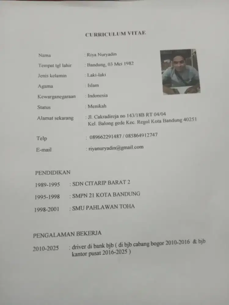 Cari pekerjaan driver pribadi,kantor,operasional