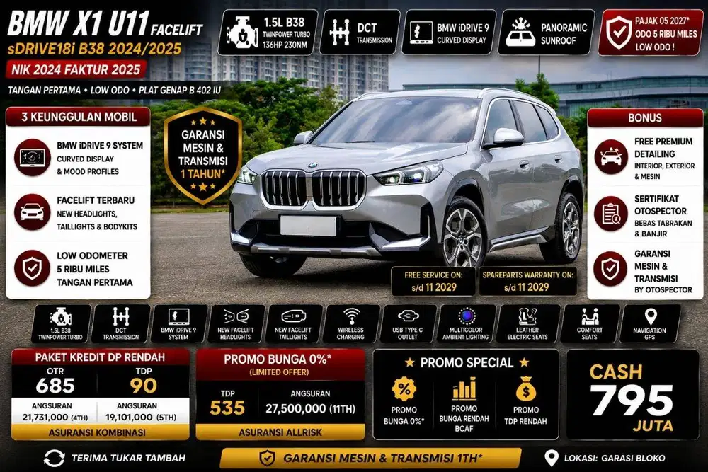 LOW ODO BMW X1 U11 Facelift sDrive18i B38 2024 / 2025