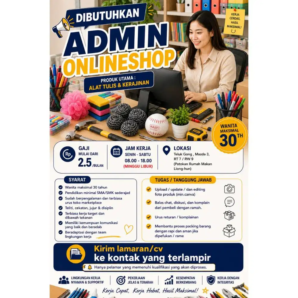 DIBUTUHKAN ADMIN BERPENGALAMAN DI MARKETPLACE