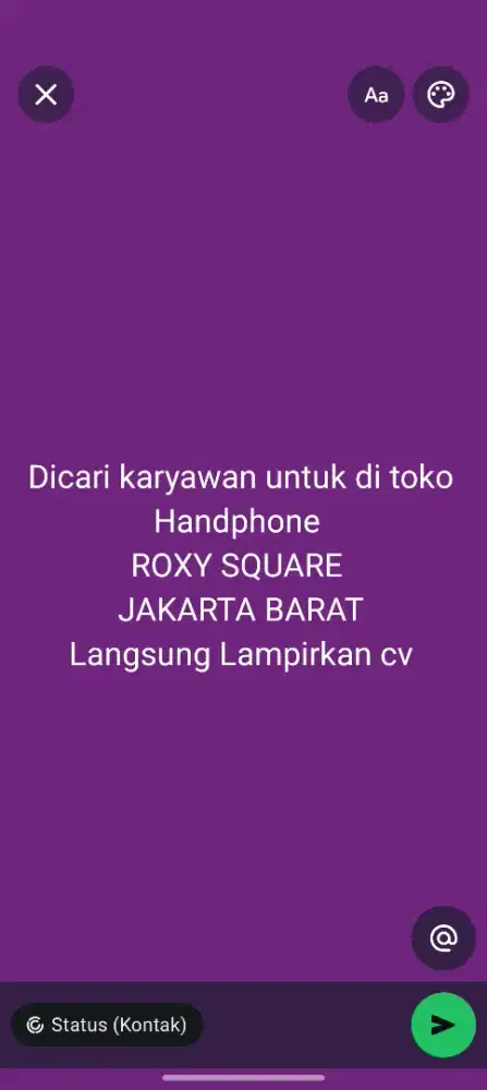 Dicari karyawan untuk toko hp