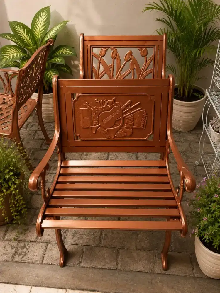 Kursi Taman Besi Cor 1 Dudukan Motif Klasik / Kursi Outdoor Vintage