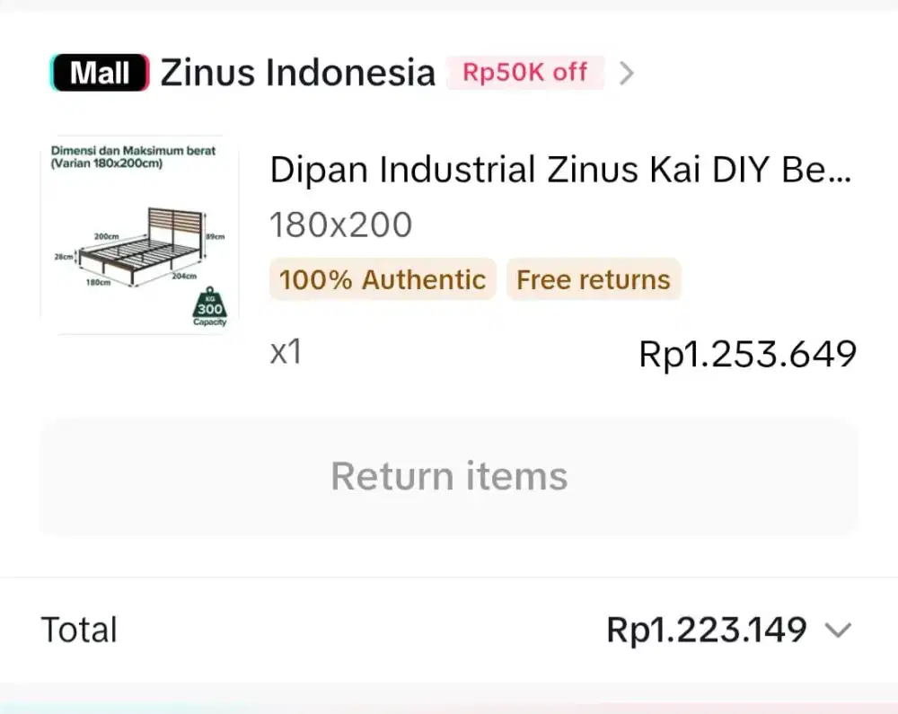 Di Jual Dipan dan Kasur Merk Zinus Second