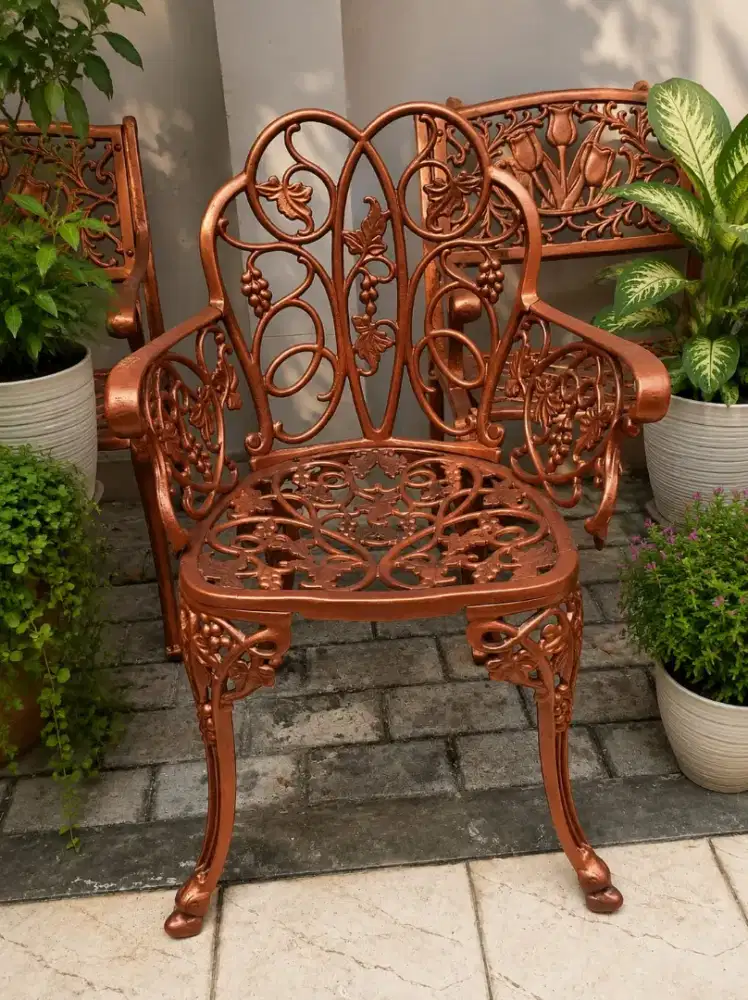 Kursi Taman Aluminium Cor Motif Anggur Premium