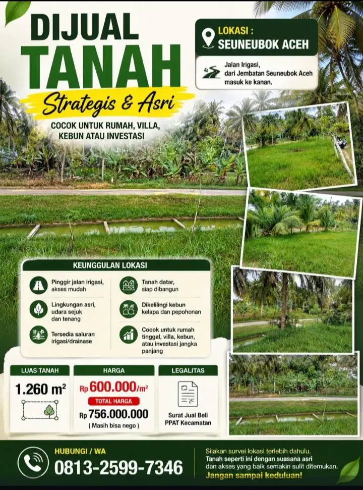 Dijual tanah lokasi strategis, dekat kampus al Muslim
