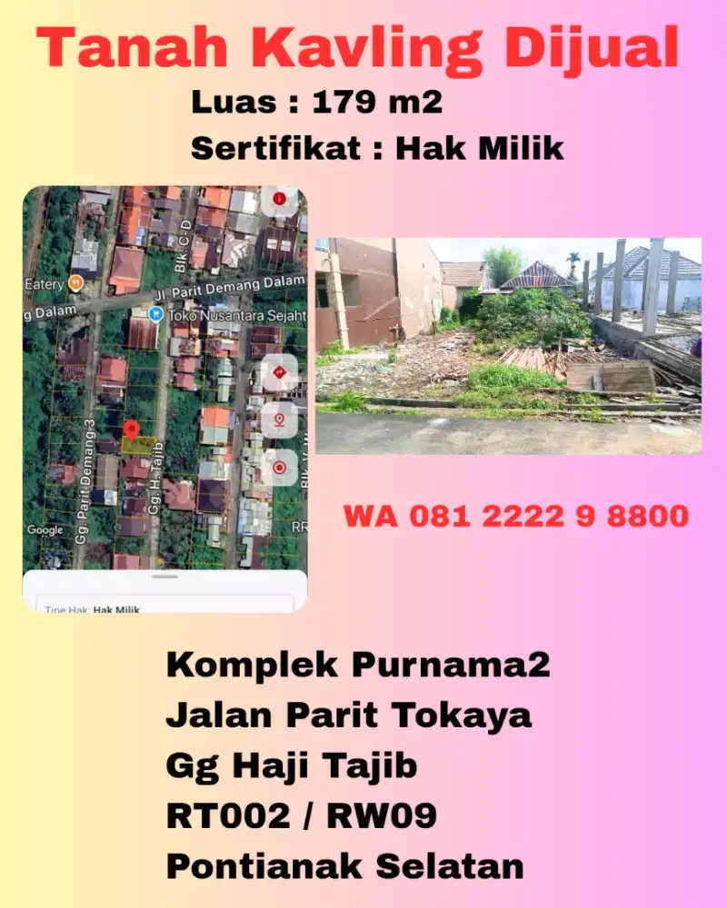 Tanah Kavling Purnama dijual