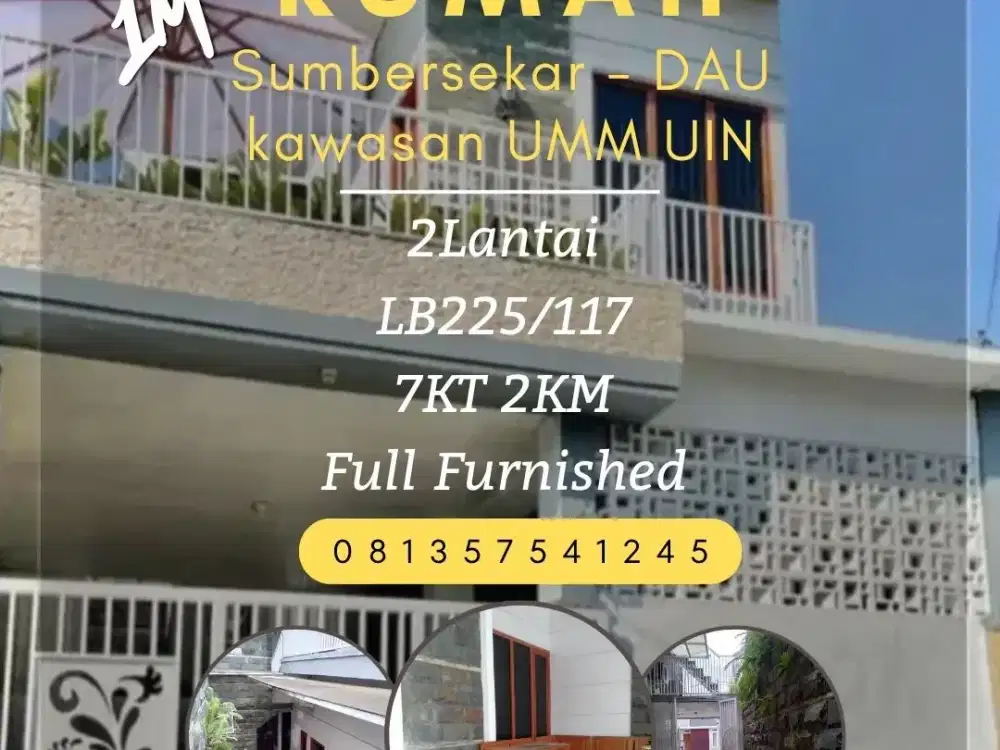 Rumah dijual sumbersekar sengkaling UMM UIN LB225 7KT furnished 1M rooftop