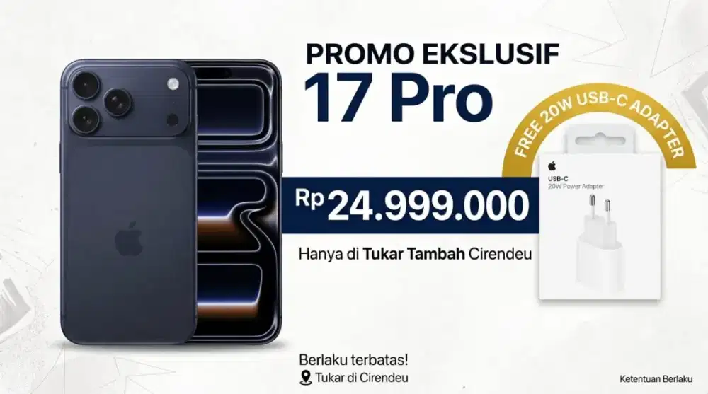iPhone 17 Pro FREE ADAPTER ORI s/d 11 Juli 2026!
