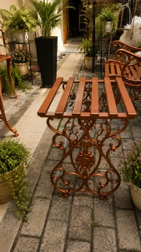 Meja Taman Besi Cor Klasik Premium