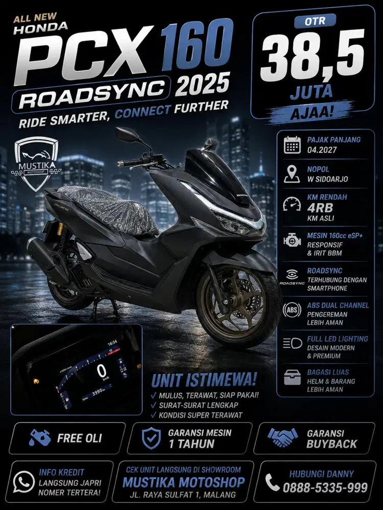 Mumpung Ready‼️PCX 160 Roadsync 2025. KM 4rb. DANNY Mustika Sulfat