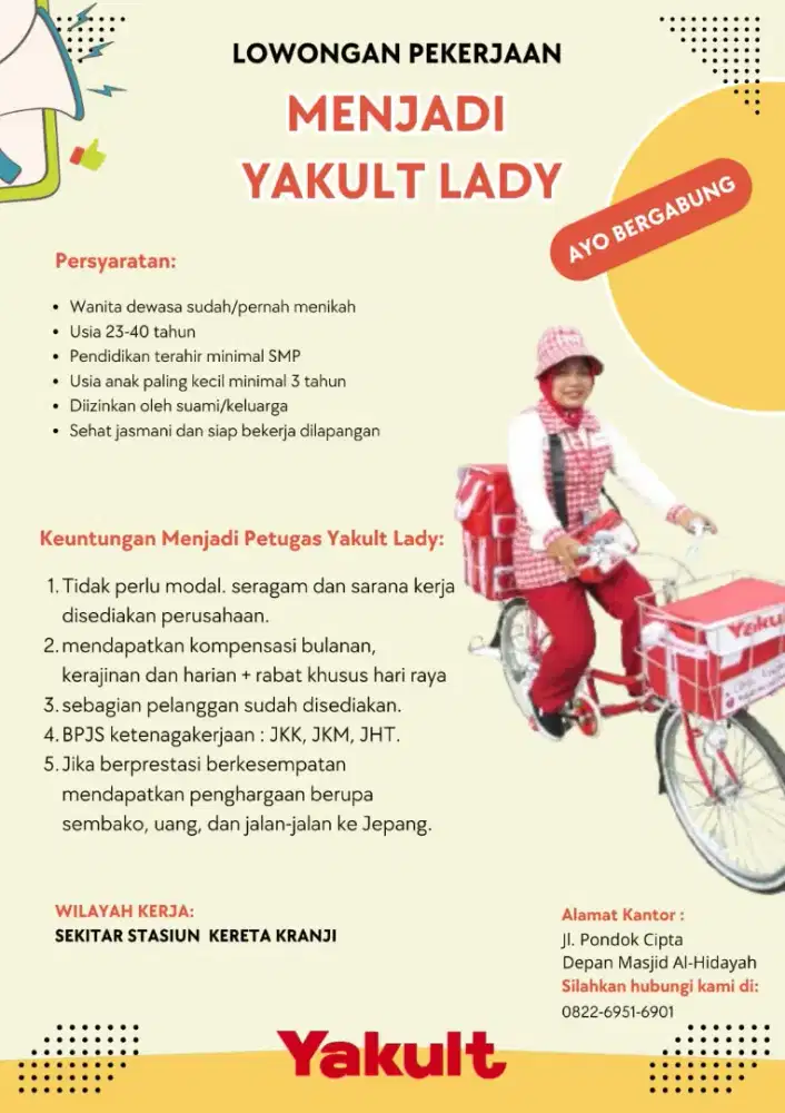Lowongan pekerjaan menjadi Yakult Lady