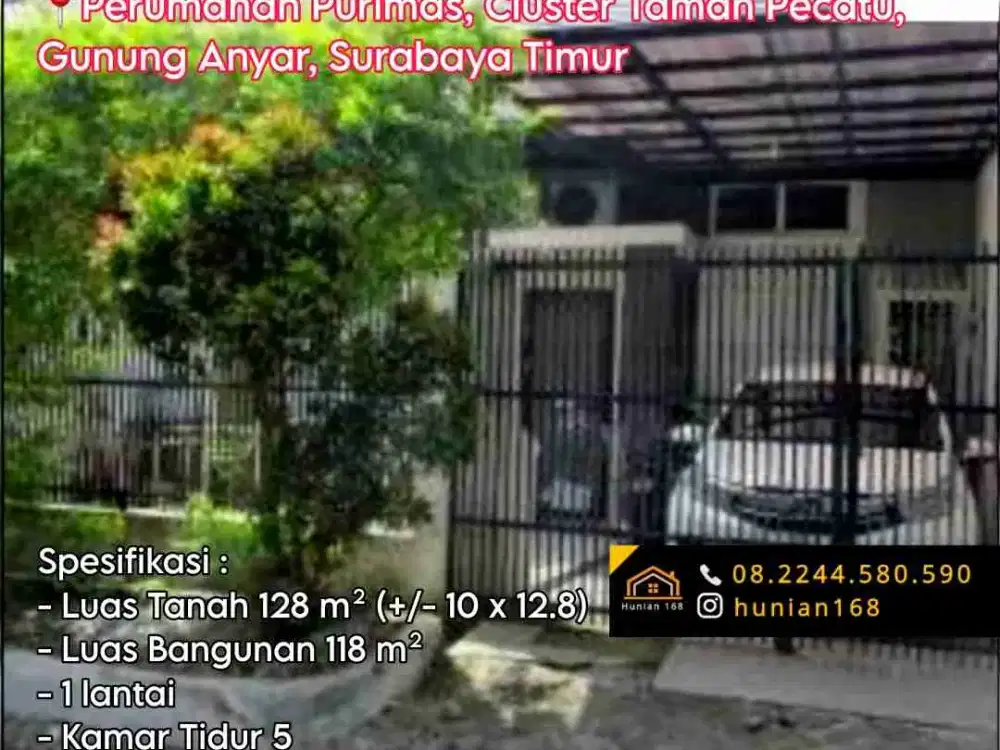 Rumah Perumahan Purimas Merr Cluster Tamam Pecatu Gunung Anyar Surabaya Timur Wiguna Wisata Rungkut Madya Medokan Asri Ayu IKIP Mapan