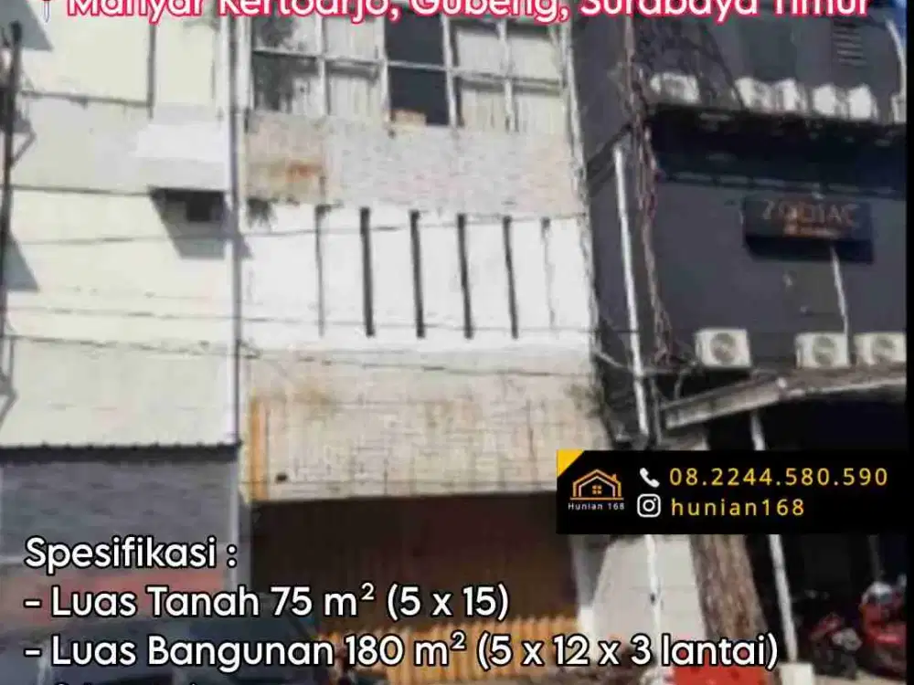 Ruko Raya Manyar Kertoarjo Kertoadi Kertajaya Indah Bonnet Dharmahusada Gubeng Surabaya Timur