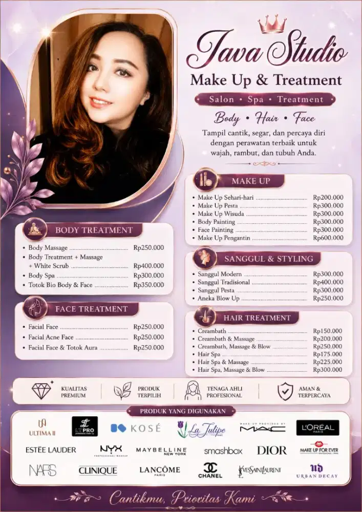 Makeup wajah dan body treatment