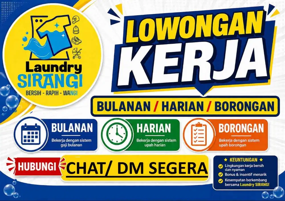 LOWONGAN KERJA LAUNDRY (LOKER DI SETIABUDI - BENDHIL - KEMANGGISAN)