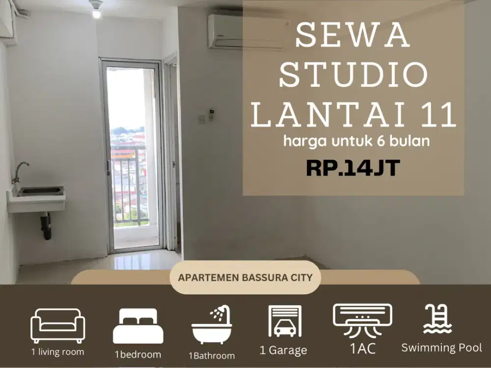 sewa 6bln studio kosongan dekat mall apartemen bassura city