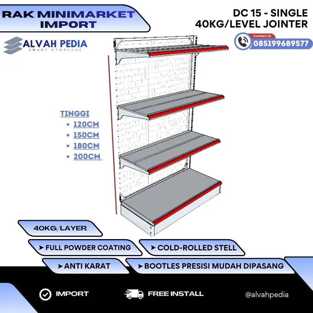 RAK MINIMARKET MURAH DC15 JOINTER 40KG / LEVEL IMPORT PREMIUM