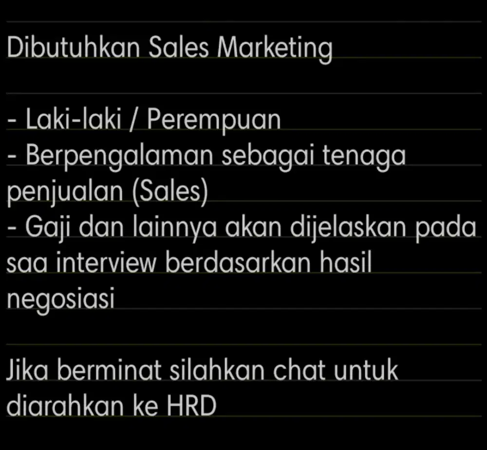 Dibutuhkan Sales Marketing