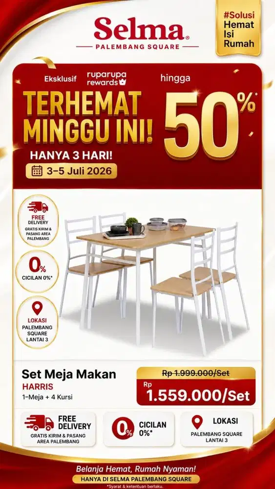 Promo Cicilan By Homecredit Meja Makan Set