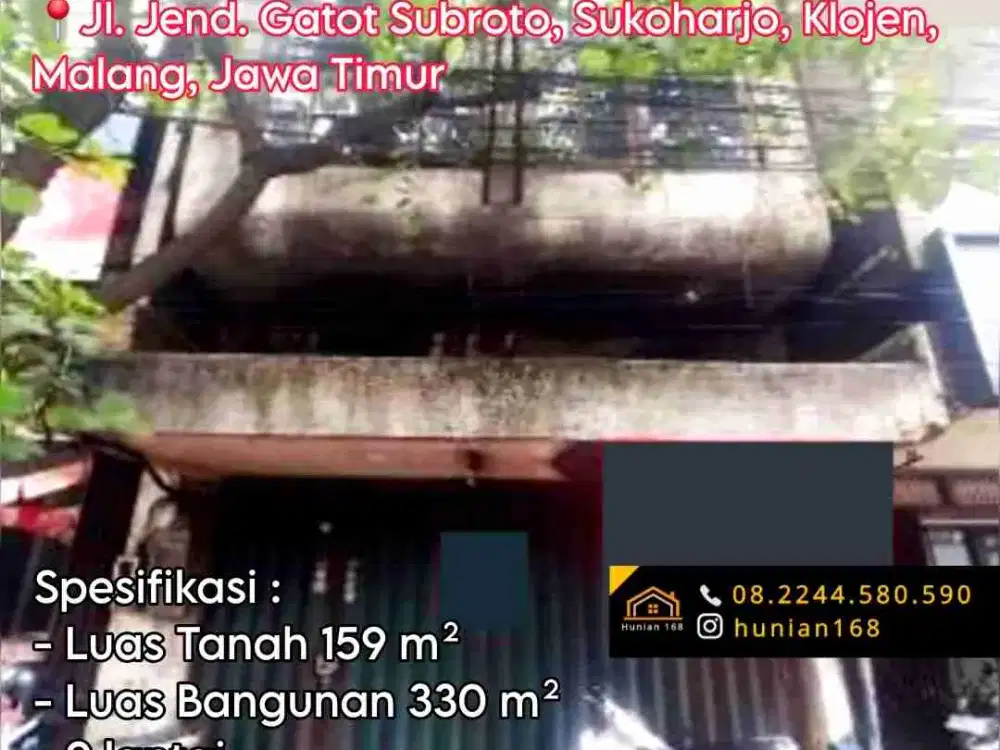 Ruko Jalan Raya Jendral Gatot Subroto Sukoharjo Klojen Malang Kota Kesatrian Trunojoyo Alun Alun Tugu Soekarno Hatta Jatimulyo Lowokwaru Jawa Timur