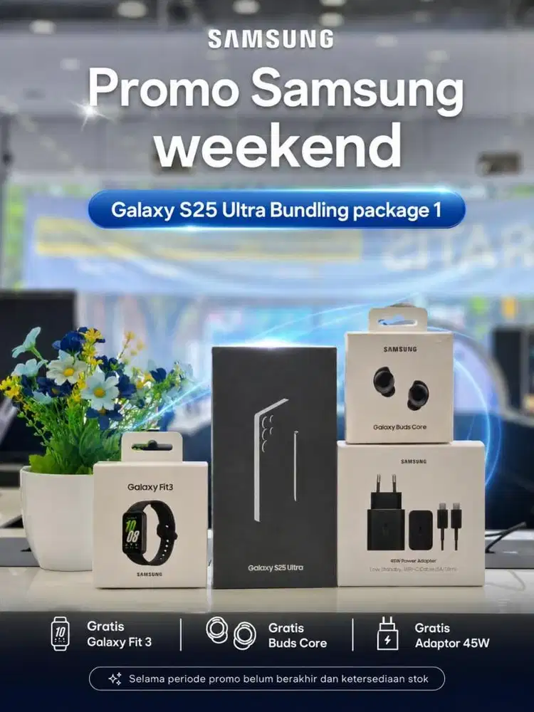 Samsung Galaxy S25 Ultra Free Fit3, Charger 45W dan Buds Core