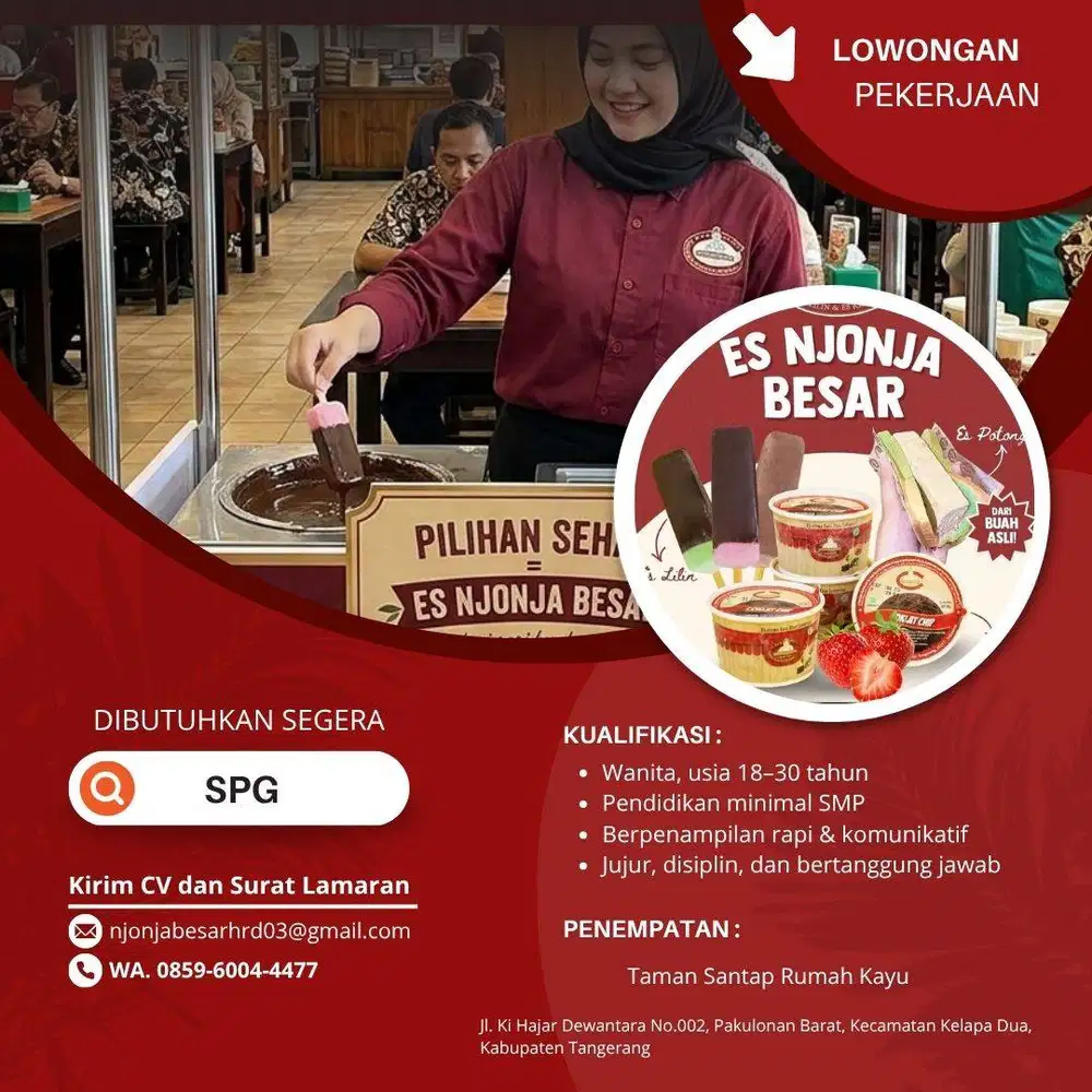 LOWONGAN KERJA SPG ES KRIM DI RUMAH KAYU
