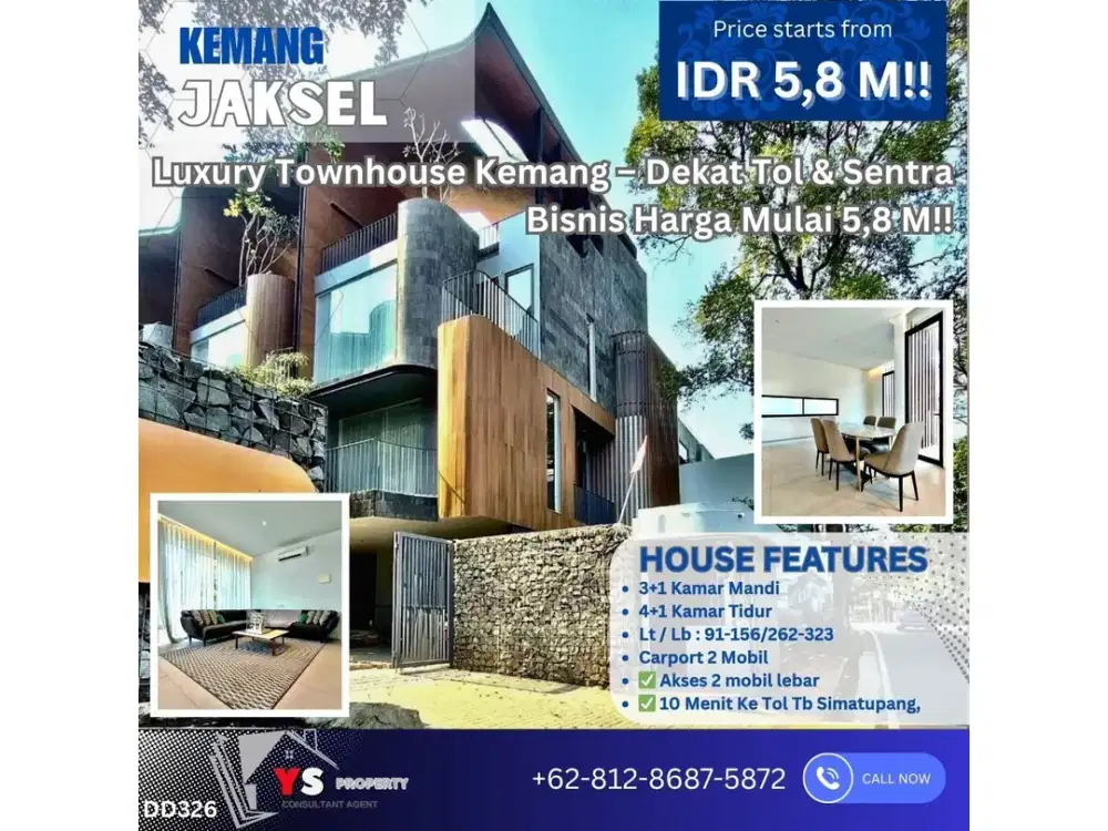 Townhouse Mewah 4 Lantai + Rooftop di Kemang – Lokasi Premium! DD326