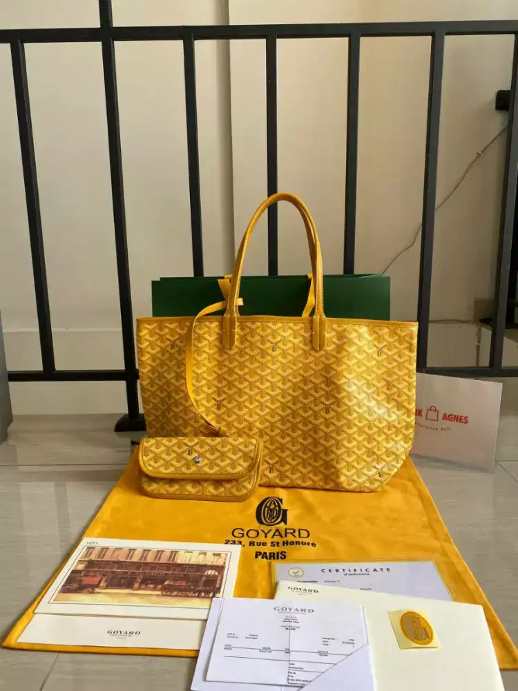 Nego Preloved Goyardine Yellow Saint Louis PM Tote Bag Palladium