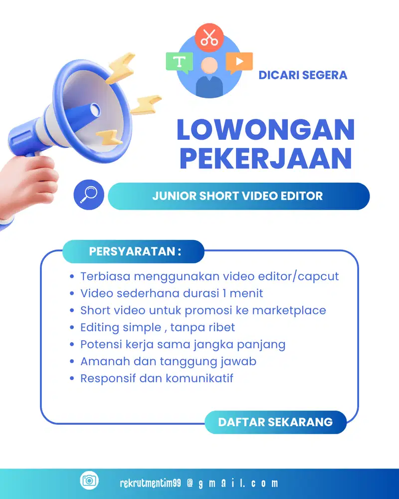 Dicari segera short video editor